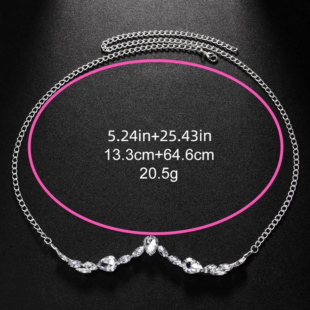 سلسلة وجه طويلة من حجر الراين فاخرة على شكل قطرة ماء قناع لامع لتزيين الوجه اللامع مجوهرات نصف إطار سلسلة نظارة للفتيات #6