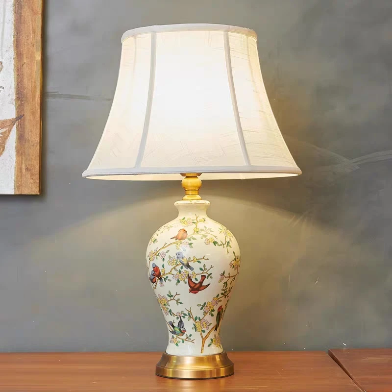 2026 American-style Home Desk Lamp With Painted Patterns, Bedside Lamp For Home Decoration, Desk Lamp For Interior Decoration