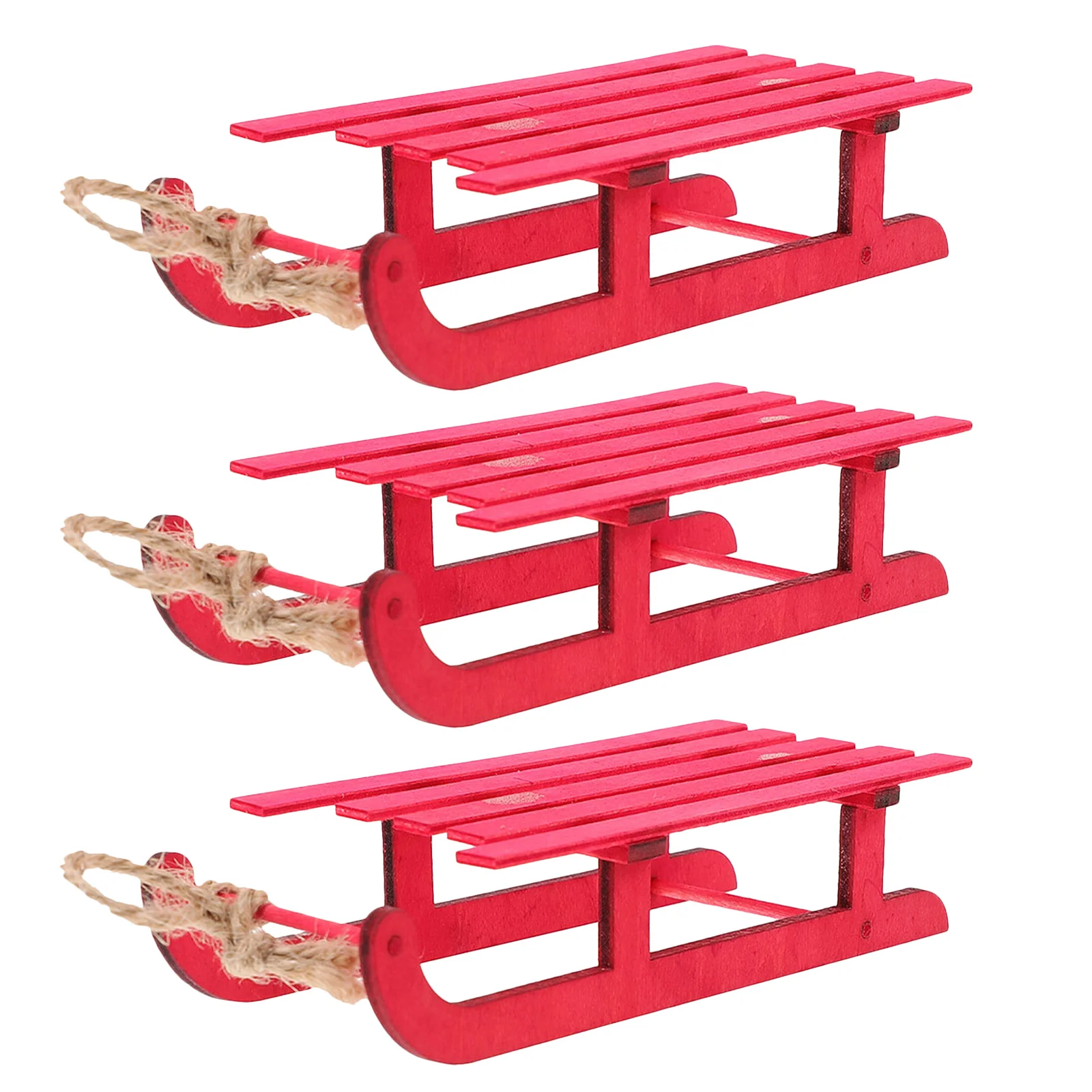 

3Pcs Christmas Sleigh Decor Wooden Mini Sleigh Hand-Carved Xmas Tabletop Ornaments Holiday Desk Display Small Sled Decoration