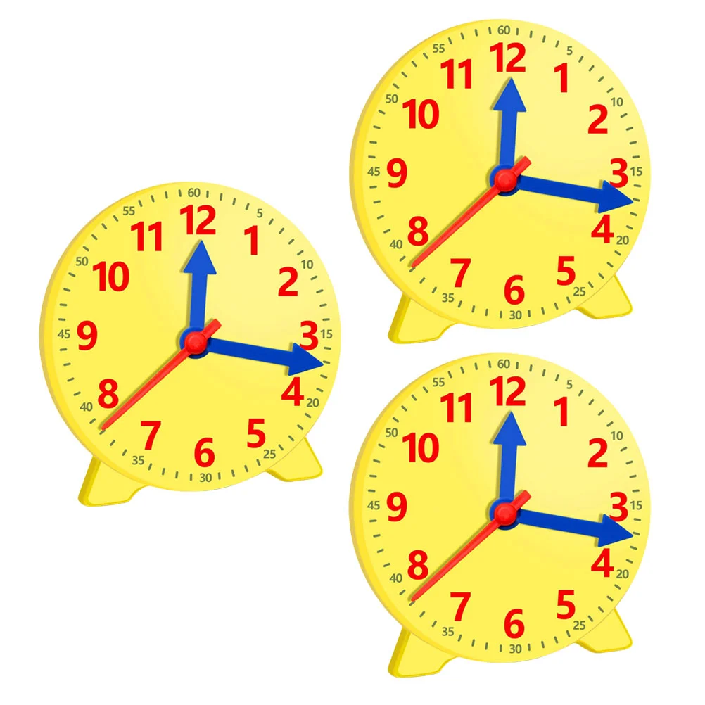 3 Pcs Clock Model Teaching Aids School for Kids Plaything Time Learning Tool Perception Plastic Primary Child Educational