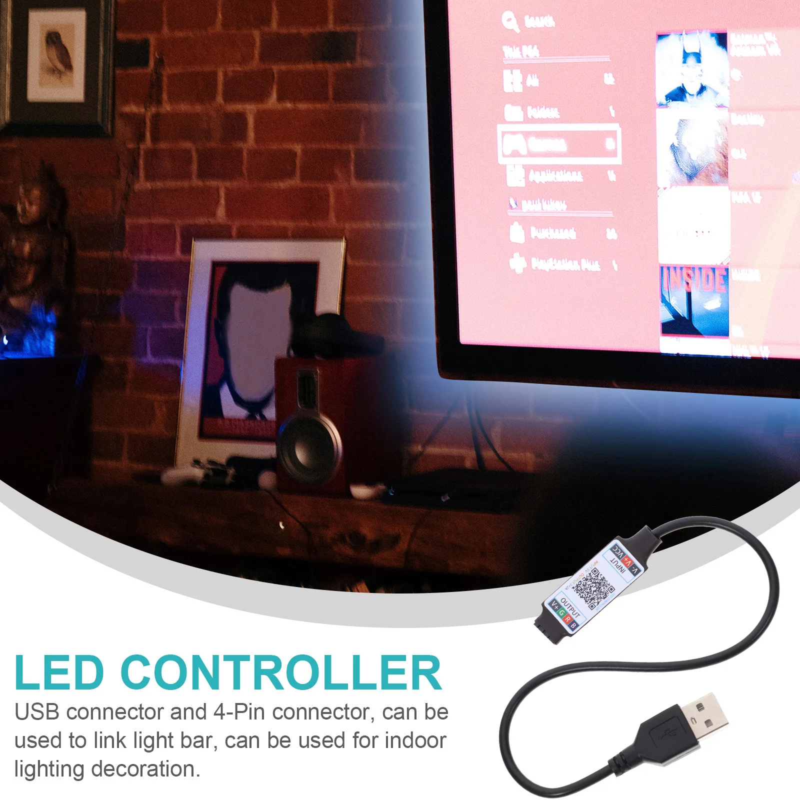 

Светодиодный контроллер с питанием от USB, беспроводной адаптер RGB-подсветки для полосовых светильников, умный контроллер, музыкальное скорость, синхронизация, осветительный аксессуар