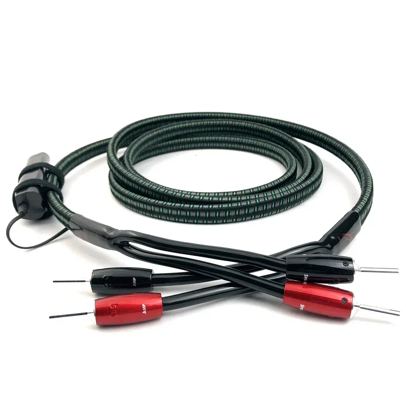1 Uds Rocket 88 Cable de altavoz central 1000 plata Y Spade Plug/conector Banana PSC sólido + Cable de altavoz de Audio HiFi de cobre