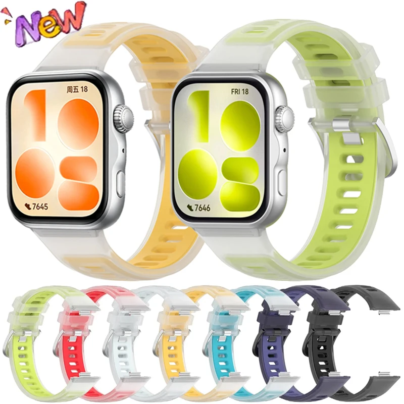 Durchscheinendes Jelly-Silikonarmband für Huawei Watch Fit 5 4 3 Sport Komfortables Armband für Huawei Watch Fit 5-4 Pro Handgelenksband