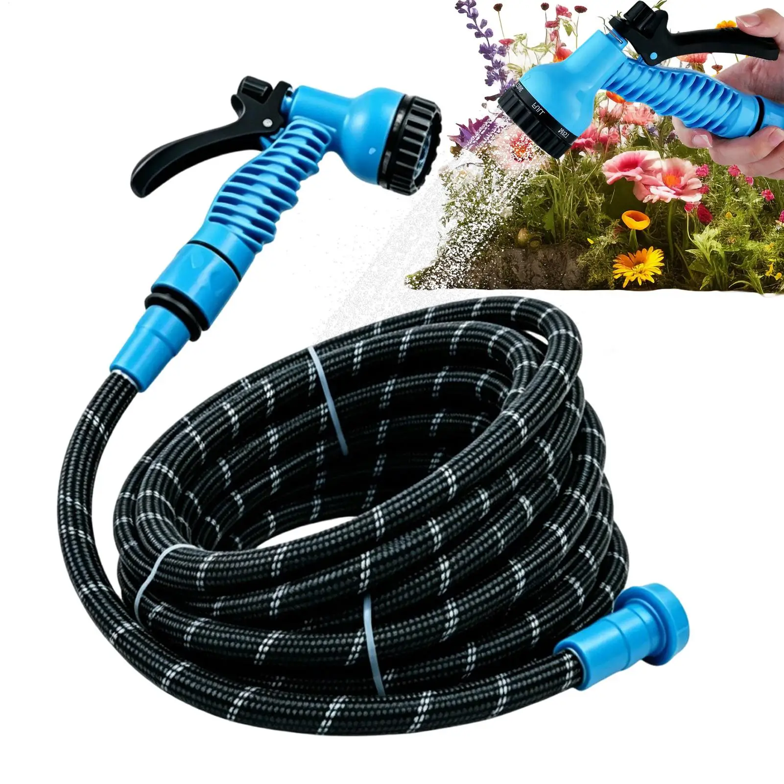 

50/100ft Garden Hose Multi-Purpose Adjustable Outdoor Equipment Water Hose With 7 Pattern Nozzle for Car Washing Floor Cleaning
