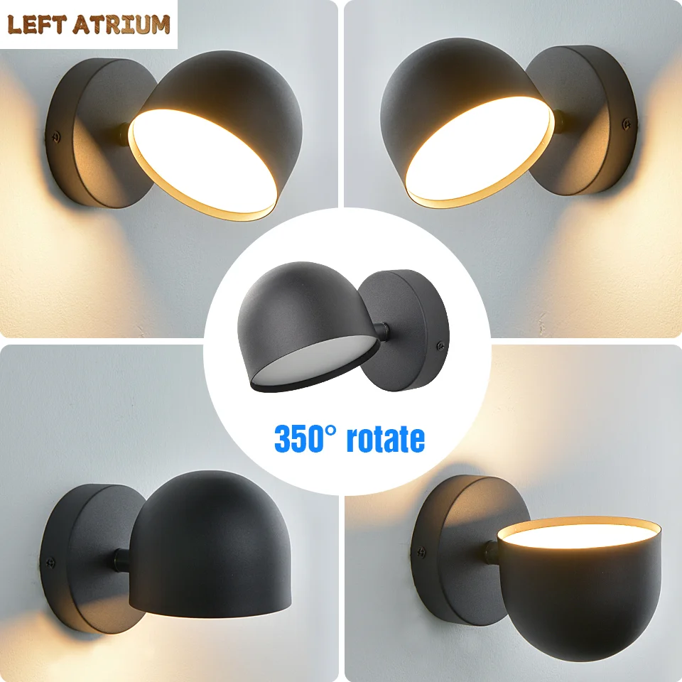 

Black White LED Wall lamp 350° Ratable Touch Dimming Switch Plug Bedside Reading Light For Bedroom Living Room Sconces Fixture
