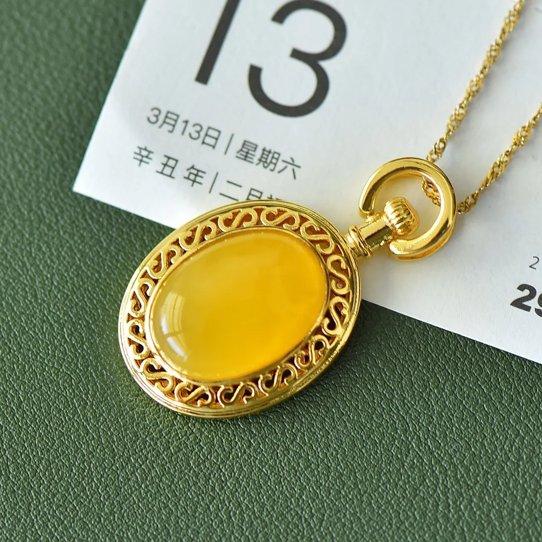 Natural Amber Necklace Women Fine Jewelry Genuine Healing Gemstone Baltic Amber Oval Pendant Necklaces For Girlfriend Mom Gifts