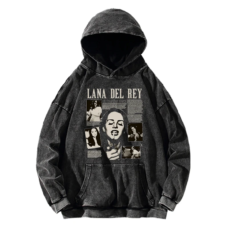 

LANA DEL REY Printed Hoodies For Women Unisex Casual Oversized Vintage Washed Sweatshirts Autumn Winter Long Sleeves Streetwear
