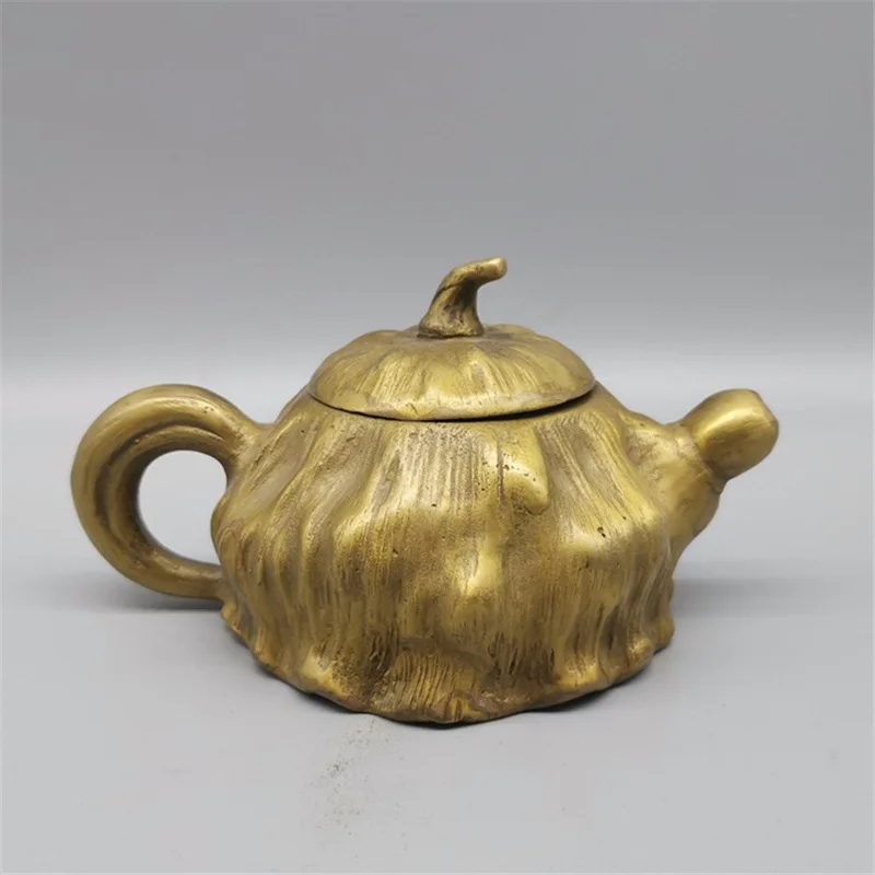 Brass Lotus Seed Pod Teapot Relief Lotus Seed Antique Brass Teapot Tea Brewing Pot Home Office Gift