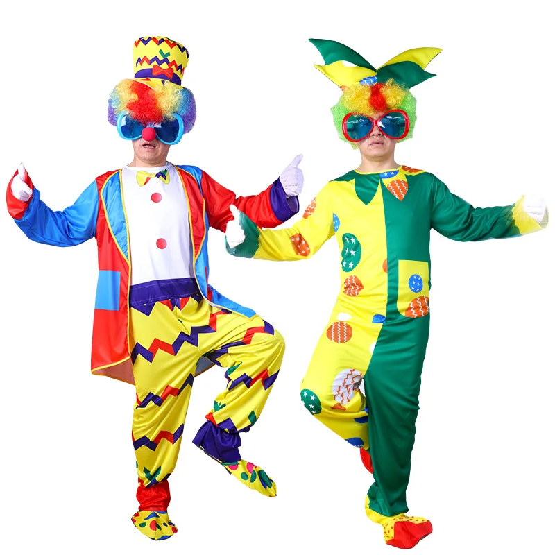 Costume de clown LYus pour hommes et femmes adultes, masque, chaussures, perruque, gants, sac, drôle, fête de carnaval