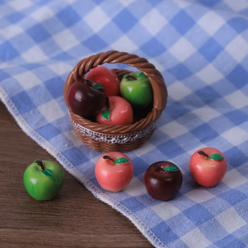 3pcs Mini Fruits Apple Persimmon Pear Mango Resin Model 3D Simulation DIY Resin Accessories Craft