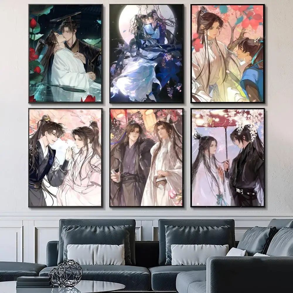 Anime The Husky And His White Cat Shizun Manga Posters Fancy Wall Sticker for Living Room Bar Decoration Wall Decor