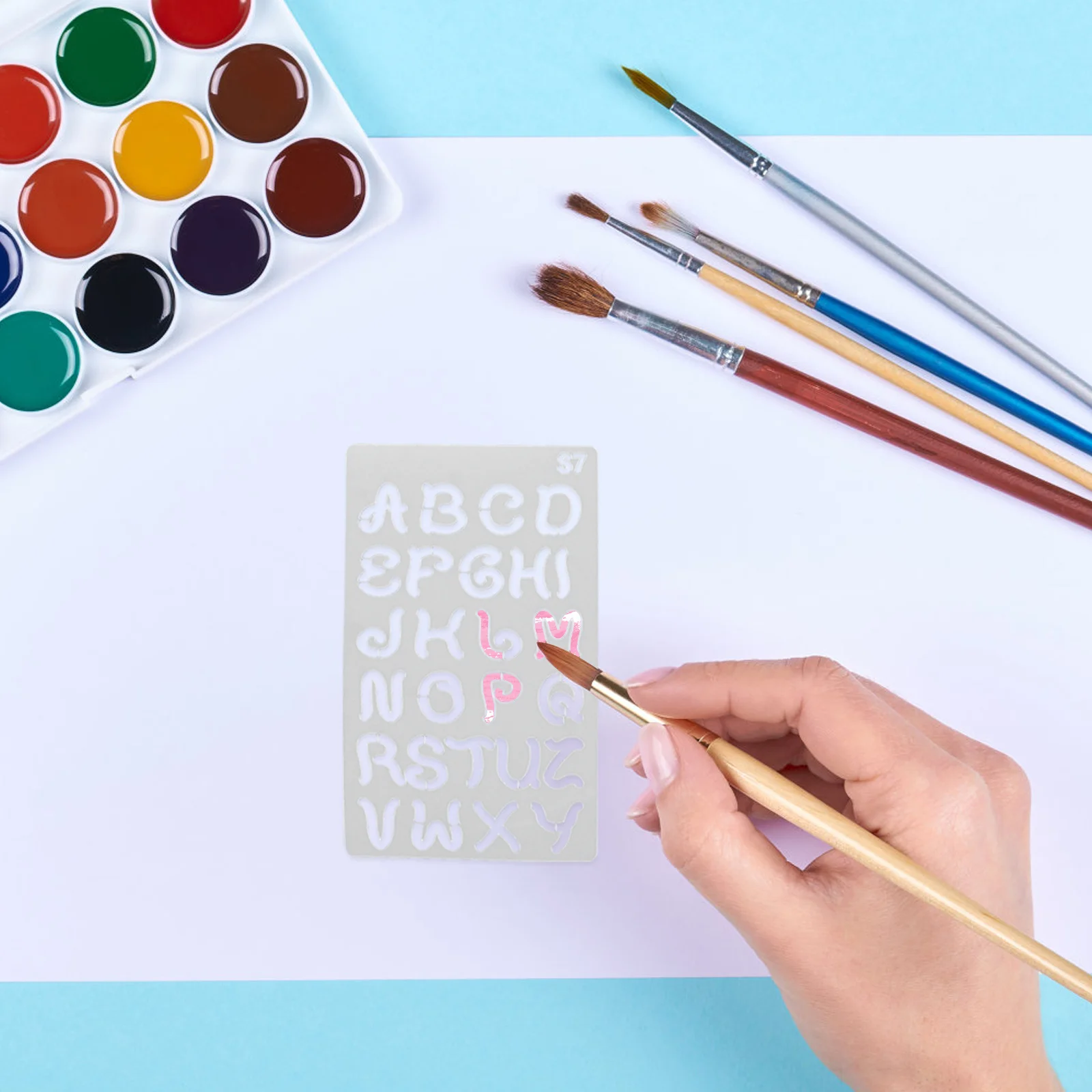 

24pcs Painting Templates For English Alphabet Stencils Hollow Design Reusable Diy Drawing Tools Art Craft Supplies