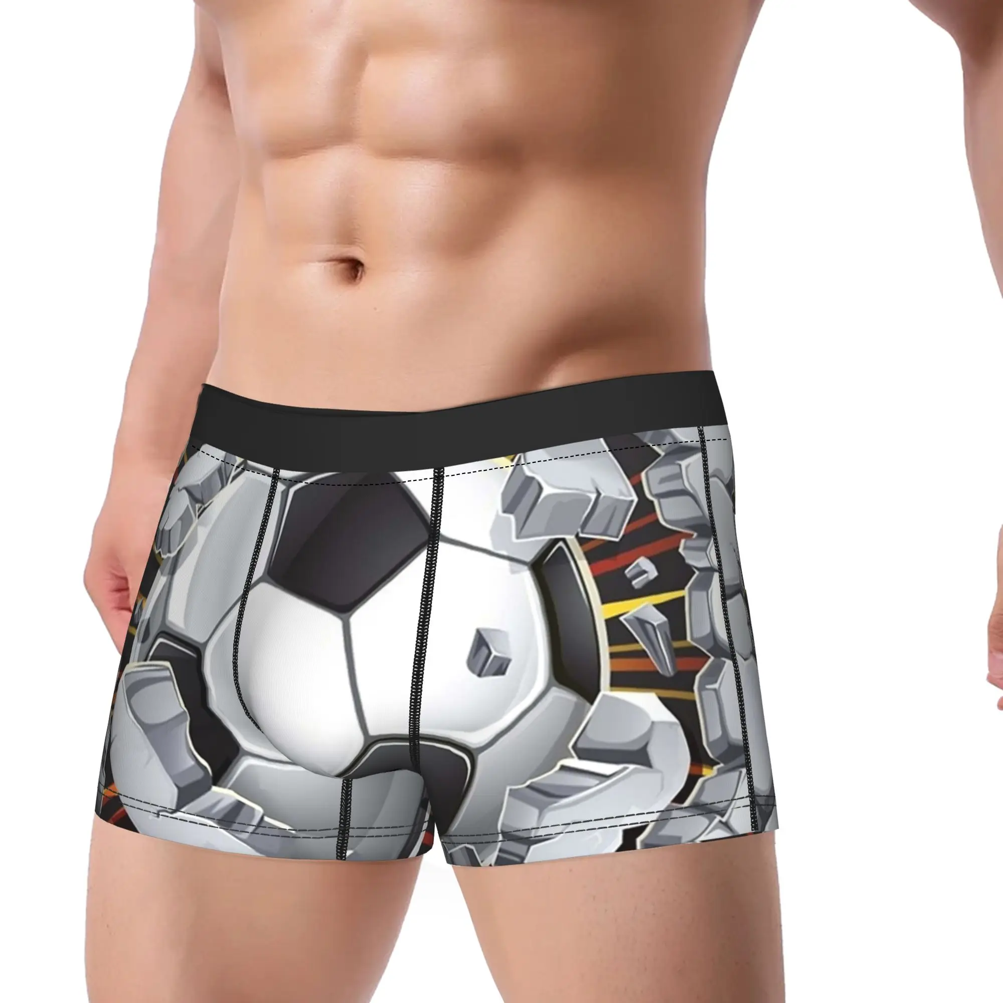 Men Soccer Football Ball Long Underwear  Sexy Boxer Briefs Shorts Panties Male Breathable Underpants M-XXL