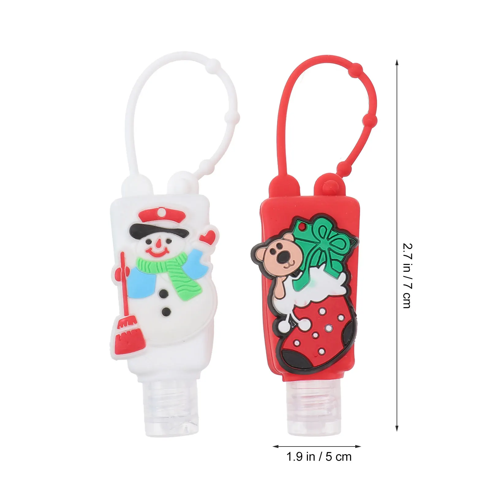 

5pcs 30Ml Christmas Hand Holders Empty Keychain Bottles Silicone Travel Soap Containers Kids Girls Refillable Portable Liquid