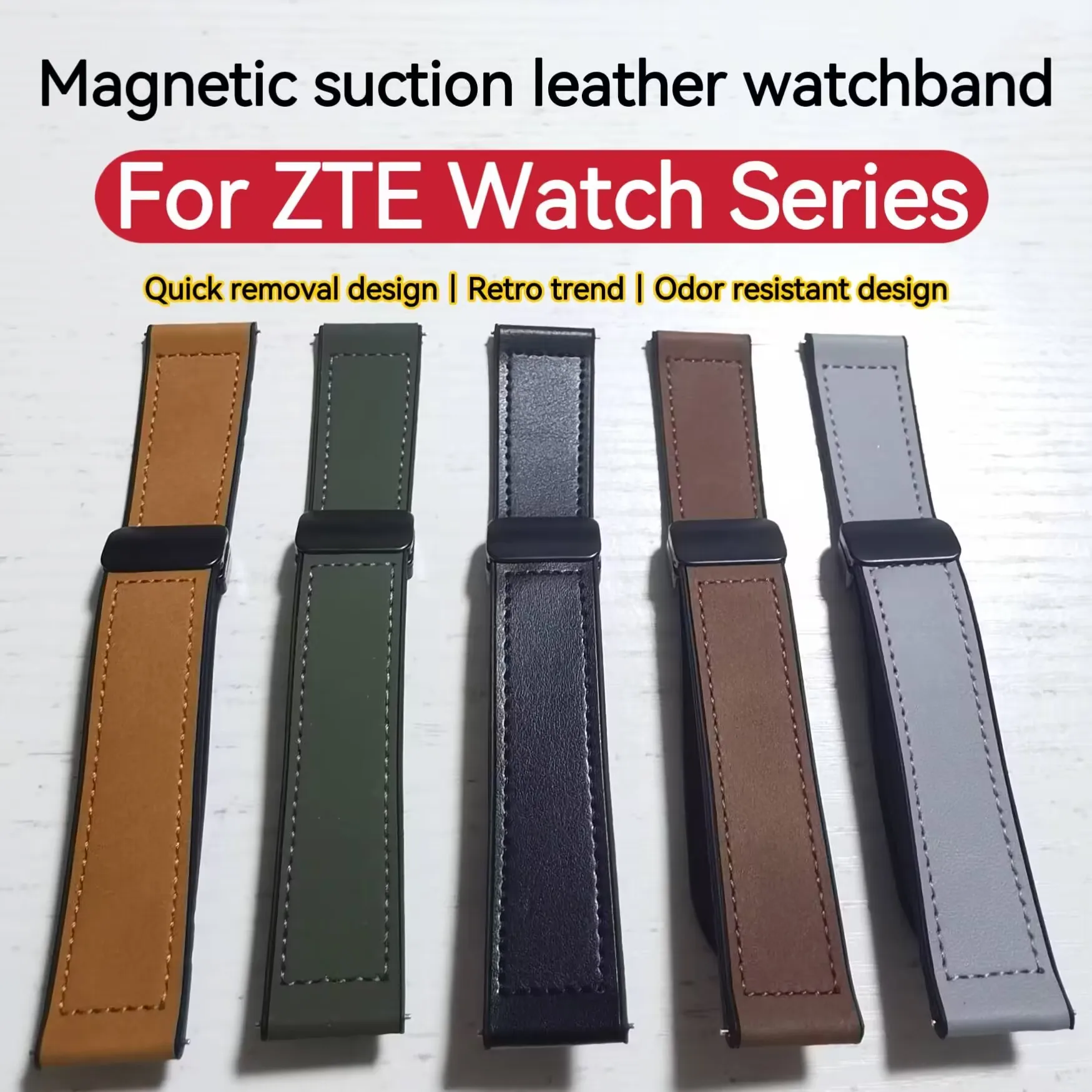 สำหรับนาฬิกา ZTE นาฬิกา Live Watch สายหนัง GT แม่เหล็กแนวธุรกิจวินเทจสายรัดข้อมือซิลิโคนนิ่มแบบสปอร์ตลำลอง