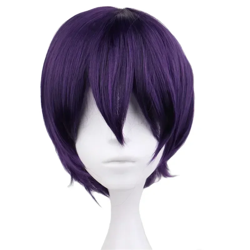 Itsuki Shikatani Yarichin B Club Cosplay Wig Purple Layered Bangs Synthetic Hair for Women Men Halloween Party Carnival