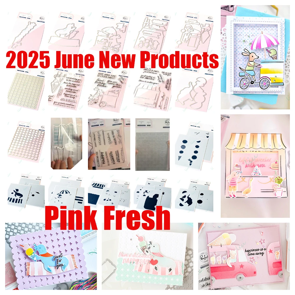 

2025 June New Metal Cutting Dies Stamps Stencils Hot Foil for DIY Greeting Handmade Diary Summer Seaside Cones Ice Cream Truck