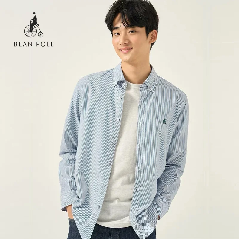 Men And Women's Korean Style Bean Pole Embroidery Cotton Turn-Down Collar T-Shirt Simple Long Sleeve Orders Exported To Japanese