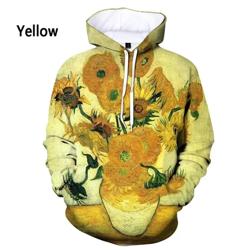 3D Printed Van Gogh Art Oil Painting Graphic Hoodie For Men Women Casual Loose Oversized Pullover Sweatshirt Mens Felpa Uomo