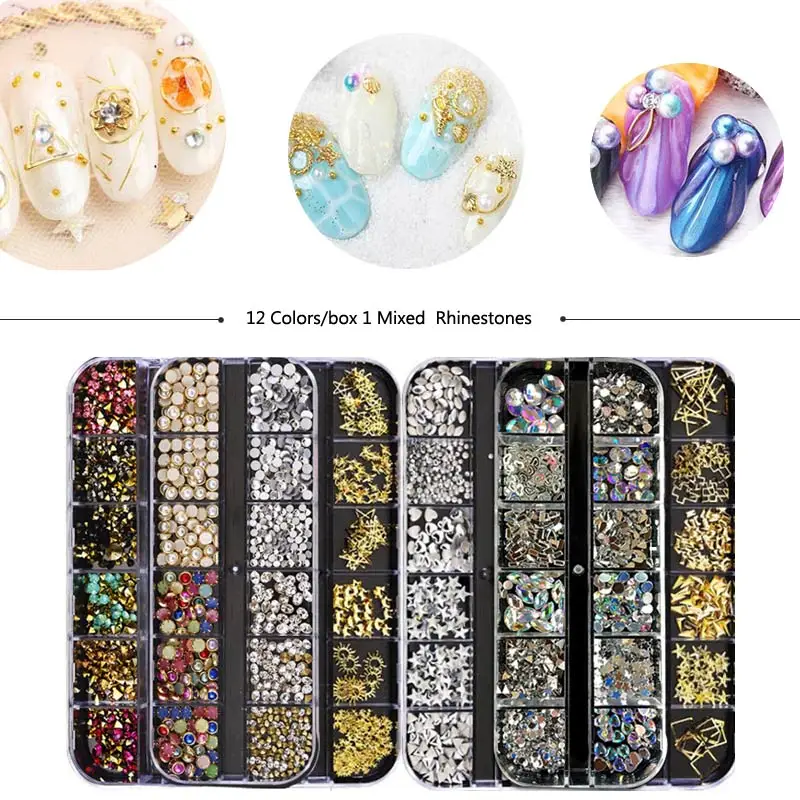 New Nail Art Decorations 3D Crystal AB Rhinestone Nail Stones Gems Pearl DIY Gold Silver Rivet Nails Jewelry Accessories