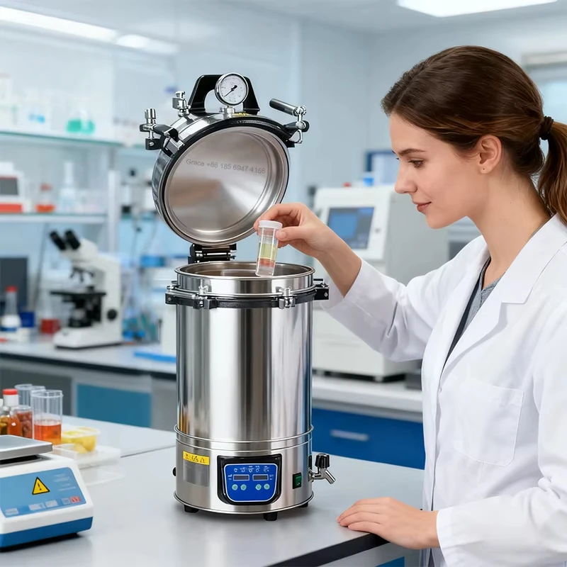 

Portable Autoclave Sterilizer 18L/24L Class B with Automatic Heating Stop and Alarm After Sterilization for Lab