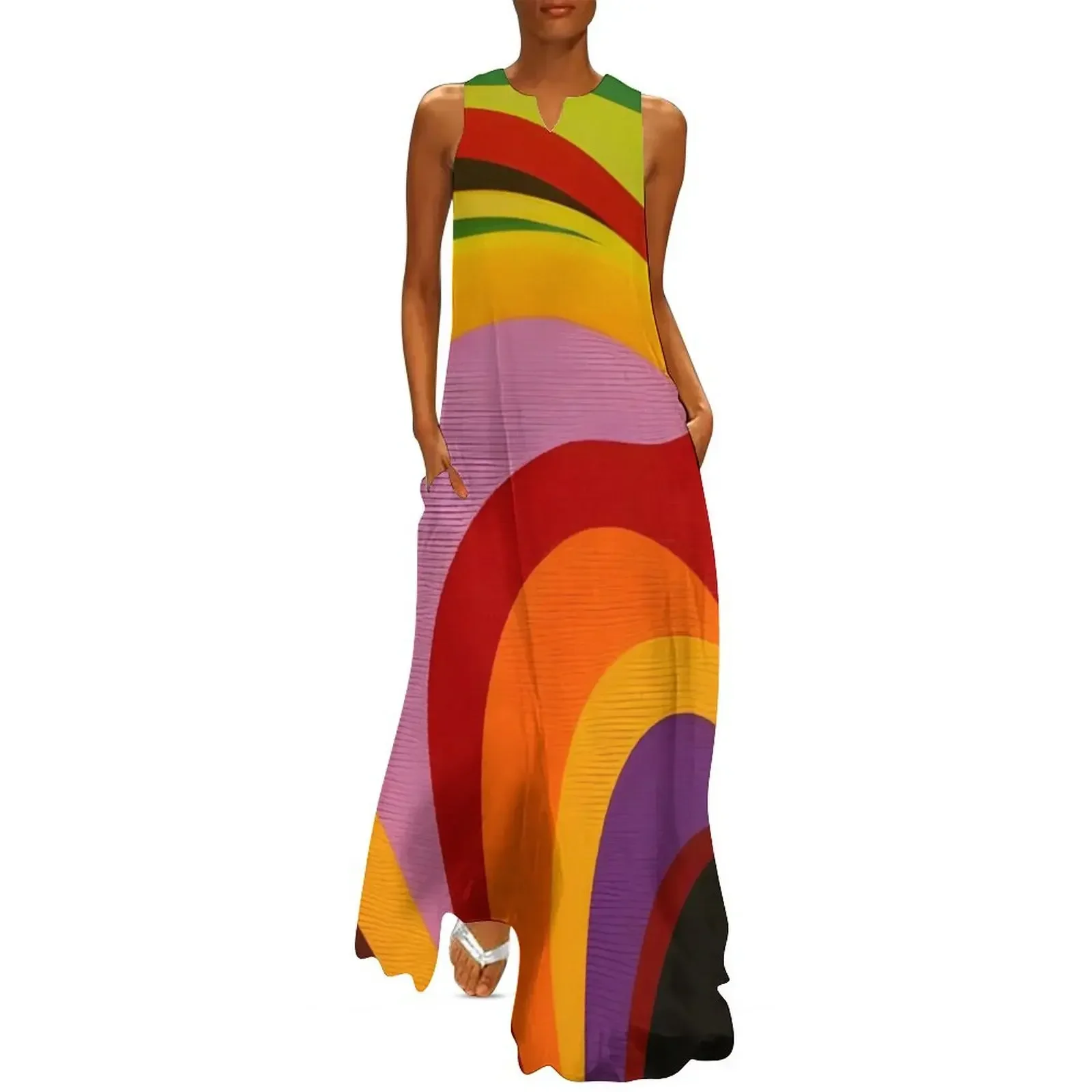 

Colorful pattern inspired by the 70s. Long Dress dress for woman evening dress women