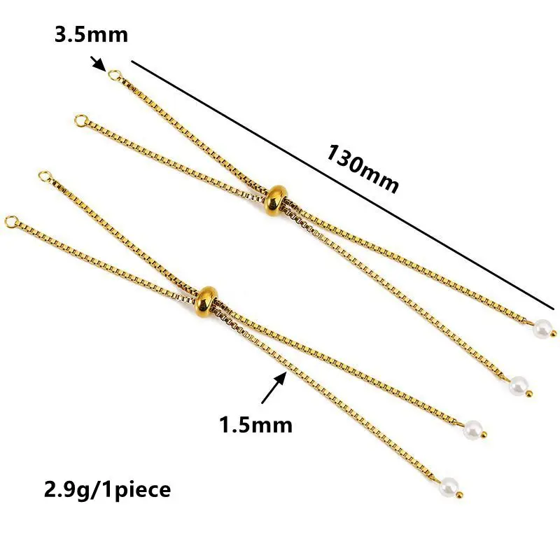 3pcs Stainless Steel Glue Bead Adjustable Slider Extender Box Chain with Ball Ends for DIY Bracelets Jewelry Making Accessories view 3