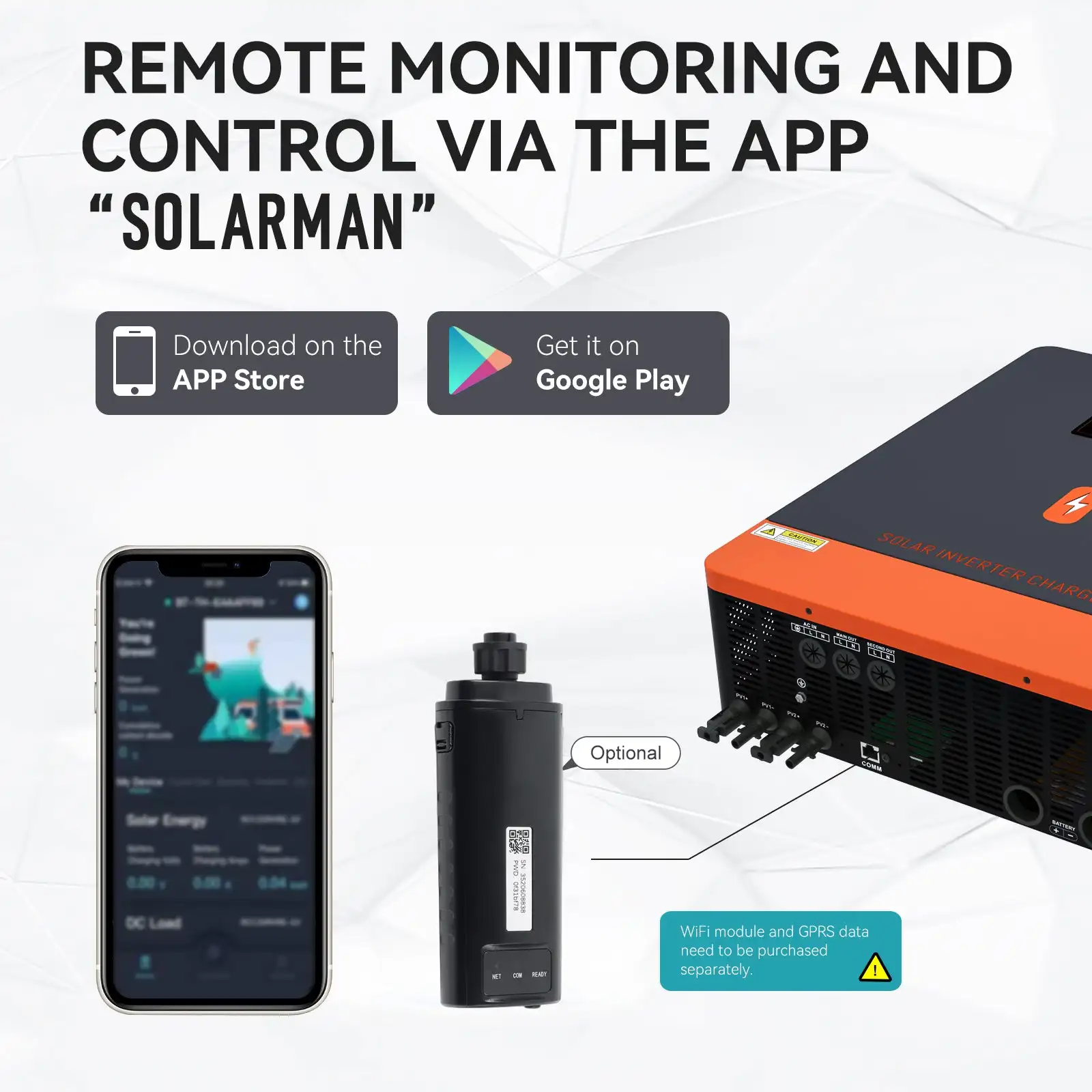 PowMr WIFI-HF-N Wifi Module Wireless Remote Monitor Accessory Compatible With Solar Hybrid Inverter System US Local Stock