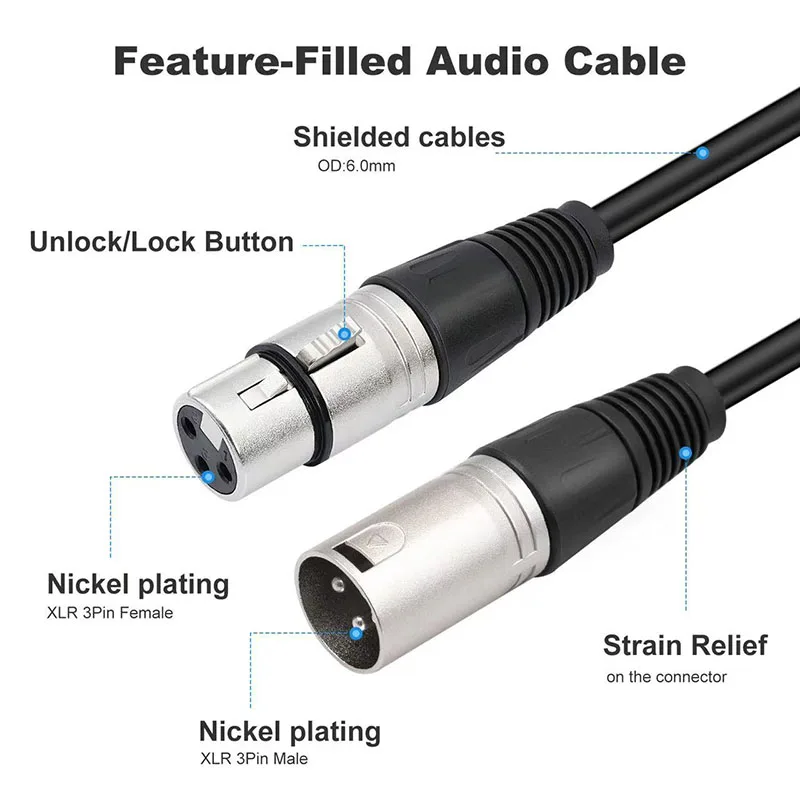3Pin Balanced XLR Audio Extension Cable 1 Female To 4Male XLR Splitter Cable Universal Microphone Audio Cord For Stage Recording