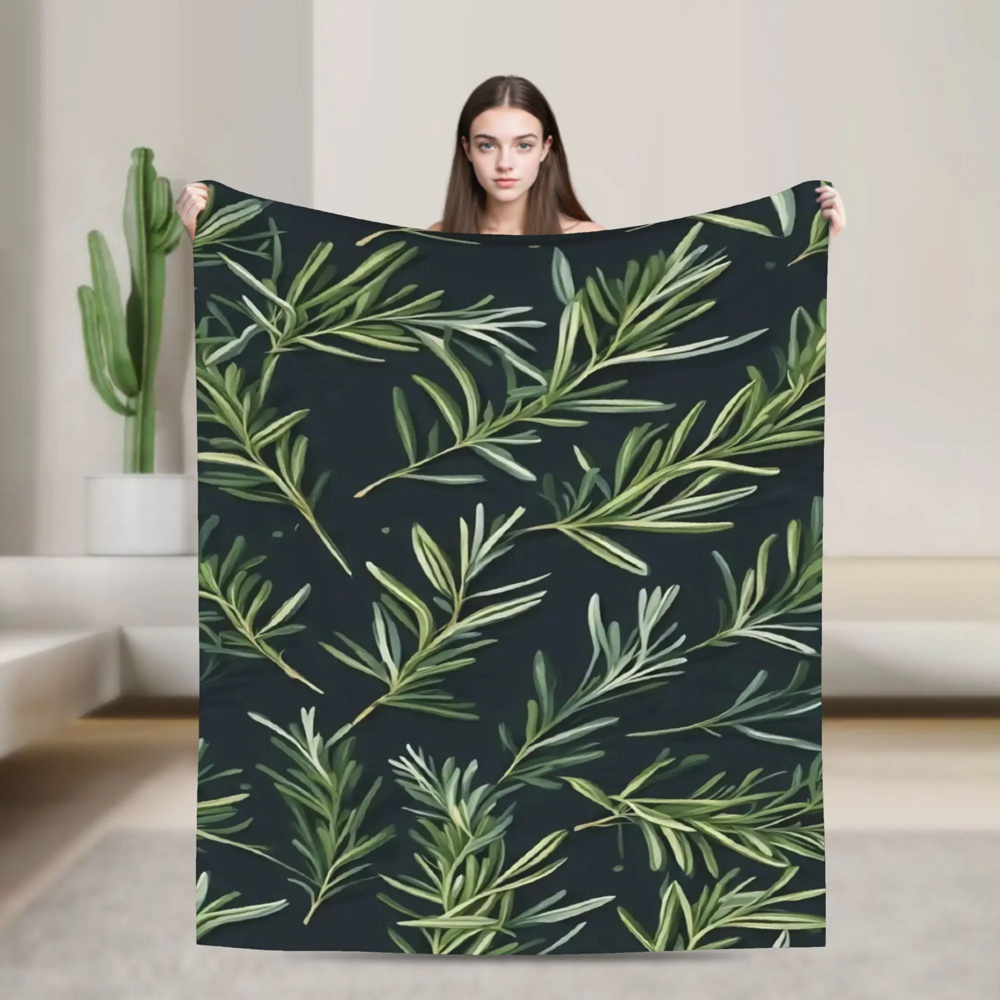 New Arrival Olive Green Foliage Blankets Soft Flannel  Relax Throw Blanket Machine Washable