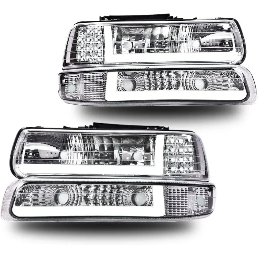 

LED DRL Headlight Assembly Lamp for Chevrolet Silverado 1500 2500 19992002 and Suburban 1500 2500 Tahoe 20002006 with Clear Len
