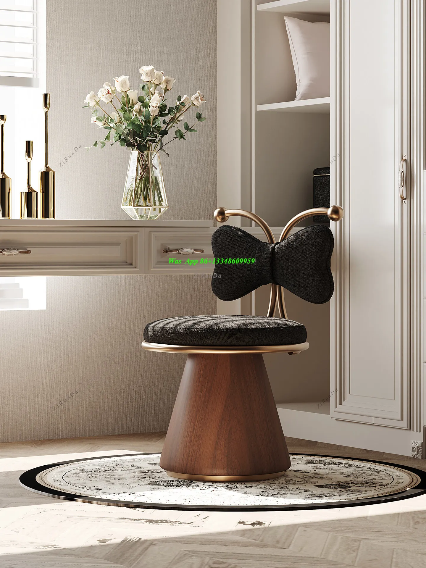 Design Original French Retro Style Dressing Chair Bedroom High Value Rotatable High Sense Makeup Chair