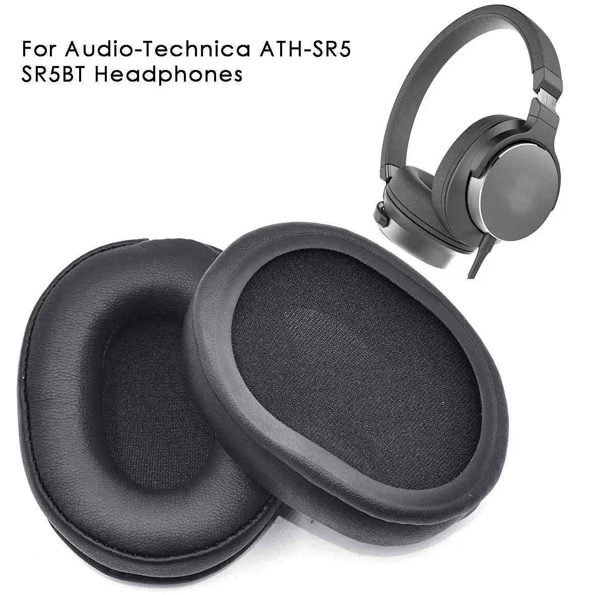 Replace Foam Ear Pads Cushions for Audio-Technica ATH-SR5 SR5BT MSR5 Headphones Protein Leather Earpads