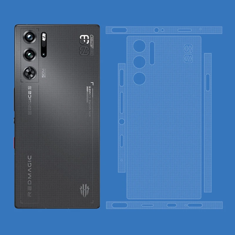 3 م-فيلم غير لامع نمط لطيف ، ظهر الهاتف والجانبين ملصقا للنوبة الحمراء السحرية 9 برو 9 برو بلس ، غلاف كامل من الكرتون