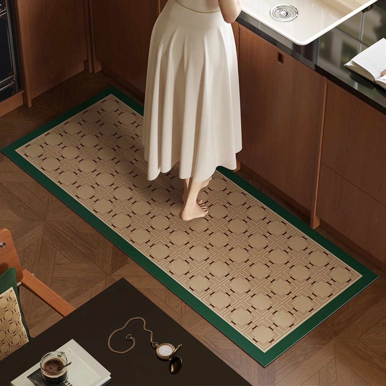 Checkerboard Plaid Kitchen Floor Mat Home Decoration Long Strip Runner Rugs Kitchen Carpet Non-slip Oil-proof Waterproof Mats 러그