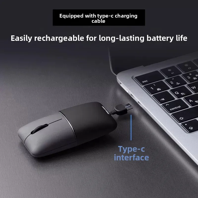 Wireless Mouse Ultra-thin Rechargeable Dual-mode Mouse Symmetrical Design Right-hand Bluetooth Mouse