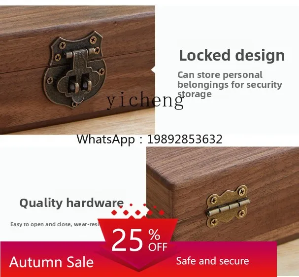

Lockable Stamp Storage Box Wooden Document Desktop Organizer Home Solid Wood Storage