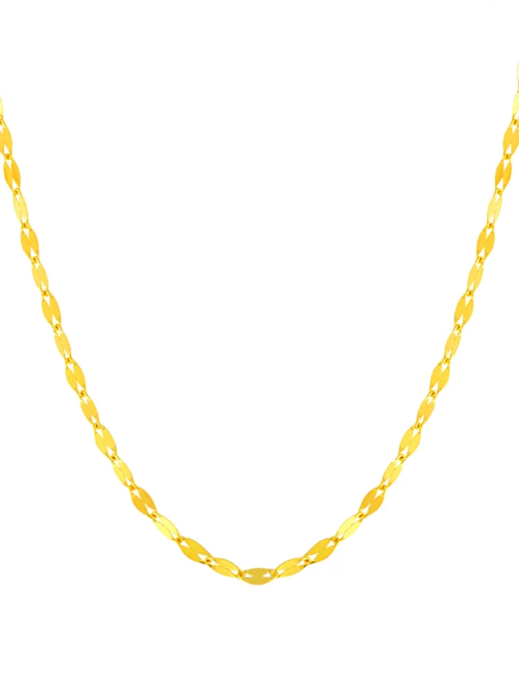 Pure Real 18K Yellow Gold Lip Link Chain Necklace 1.3/1.5mm Italian Crafts Au750