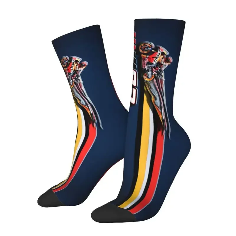 Y2K Motorcycle Racing Racer Marquez Dress Mens Womens Warm Funny Novelty Crew Socks