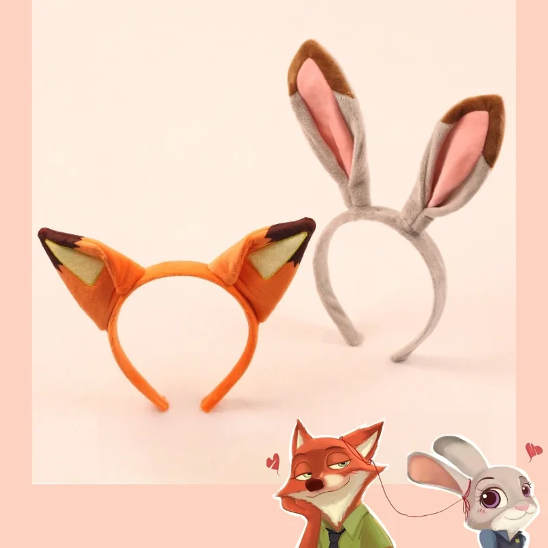 Image of Disney Zootopia Stirnband Judy Nick, niedlicher Cartoon-Stil, zum Waschen des Gesichts, zum Fotografieren, Kopfbedeckung, weiches Plüsch-Haarband, Haar-Accessoire für Mädchen