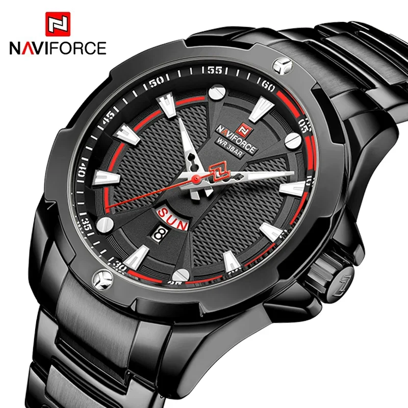 NAVIFORCE NF9161 Men\'s Military Sport Luminous Waterproof Male Clock Date Display Stainless Steel Watch Relogio Masculino