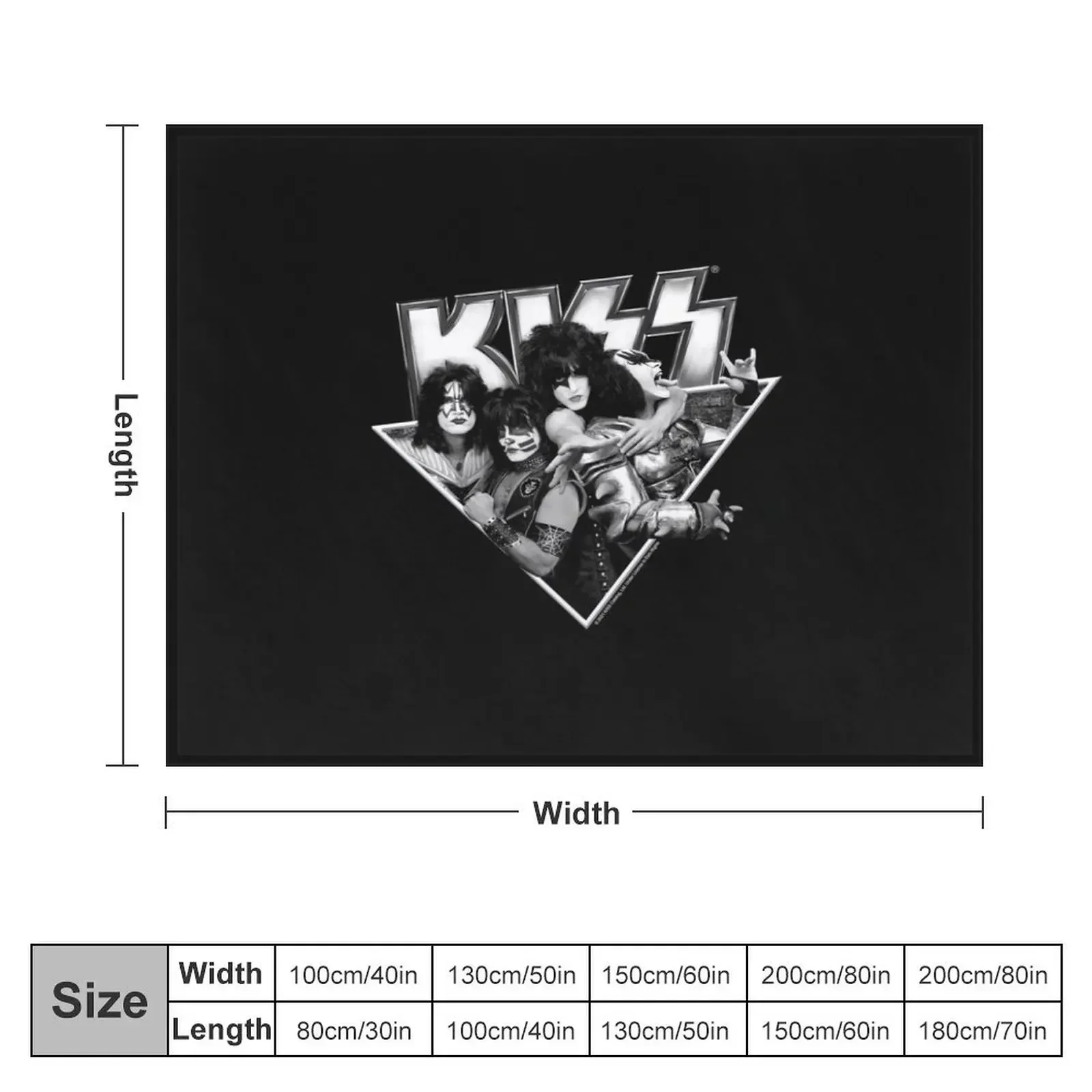 KISS ? The Band - Members Metal Triangle (Black and White) Throw Blanket Hair Single Luxury Brand Blankets