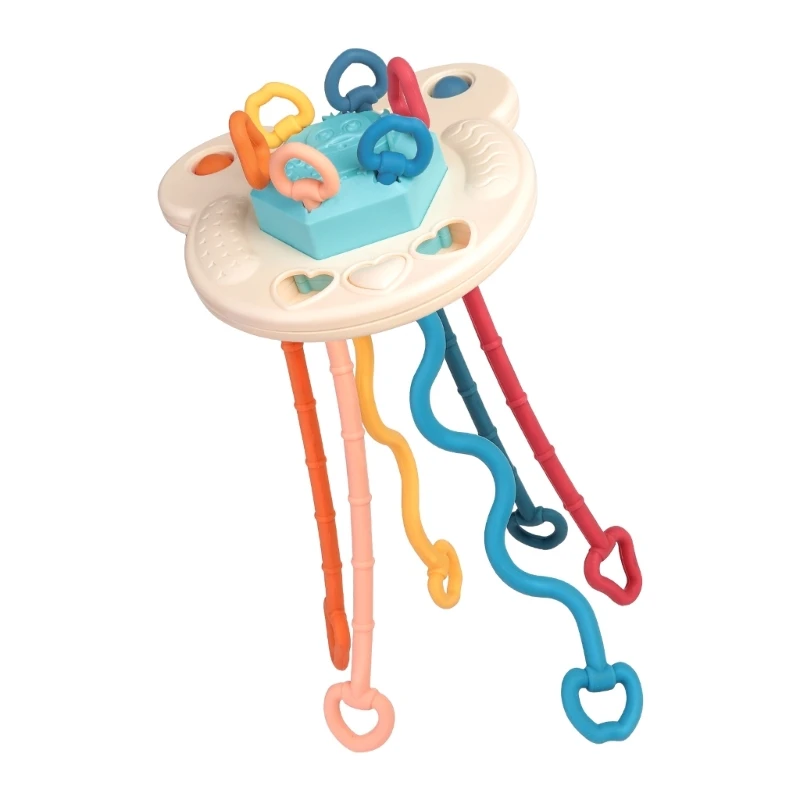 Pull String Rattle Toy for Baby Infant Bath Toy Handshake Teether Music Bubble Education Toy Child Fine Motor Skill Toy