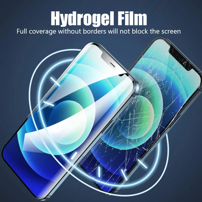 4Pcs Soft Hydrogel Film 13 12 Pro Max Silicone TPU Screen Protector For IPhone 14 11 XS XR X 7 8 15 Plus Support unlocking