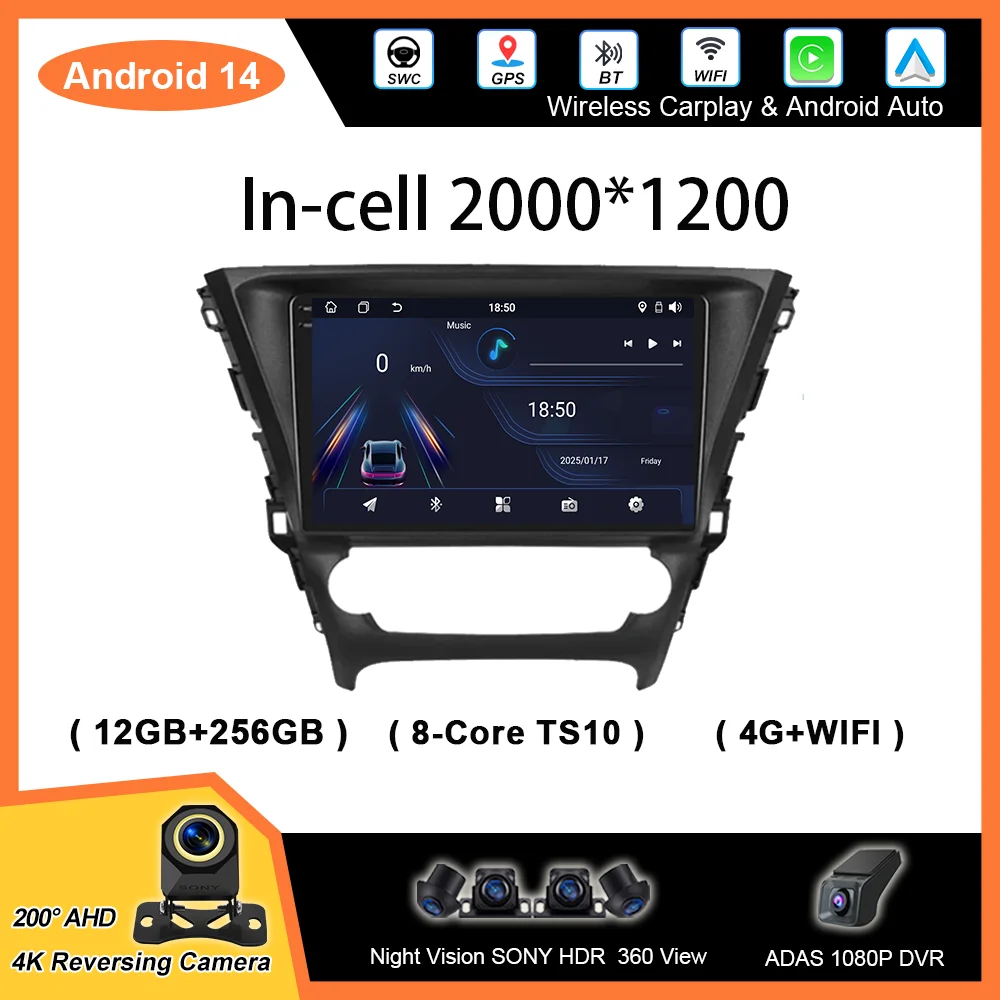 

Android Car Radio Stereo For Toyota Avensis 3 2015 2016 -2018 Auto Player Multimedia GPS Navigation Head Unit 2Din WIFI Carplay