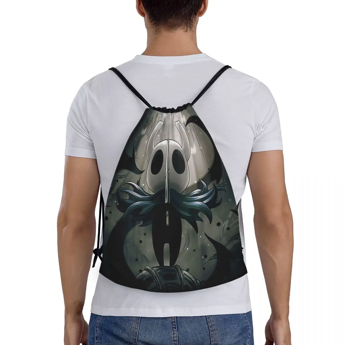 Ghost Knight Hollow Knight Game Backpacks Portable Drawstring Bags Shoes Bag Book Bags for Travel Students