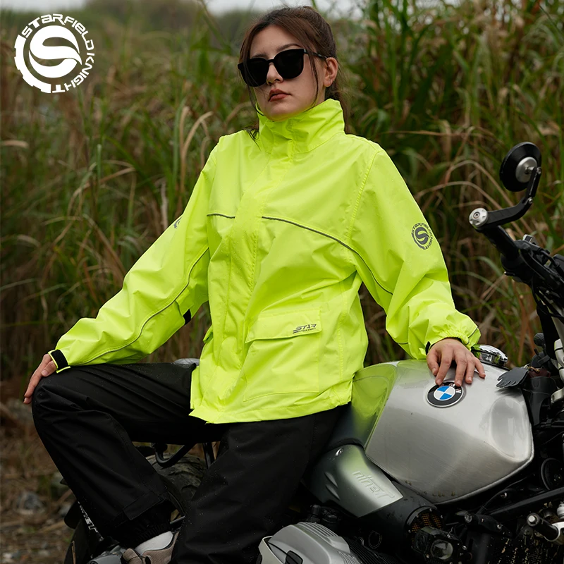 SFK Men Women Motorcycle Raincoat Suit New Waterproof Clothes Reflective Logo Riding Equipment Split Raincoat Rainpants 2Pcs/set
