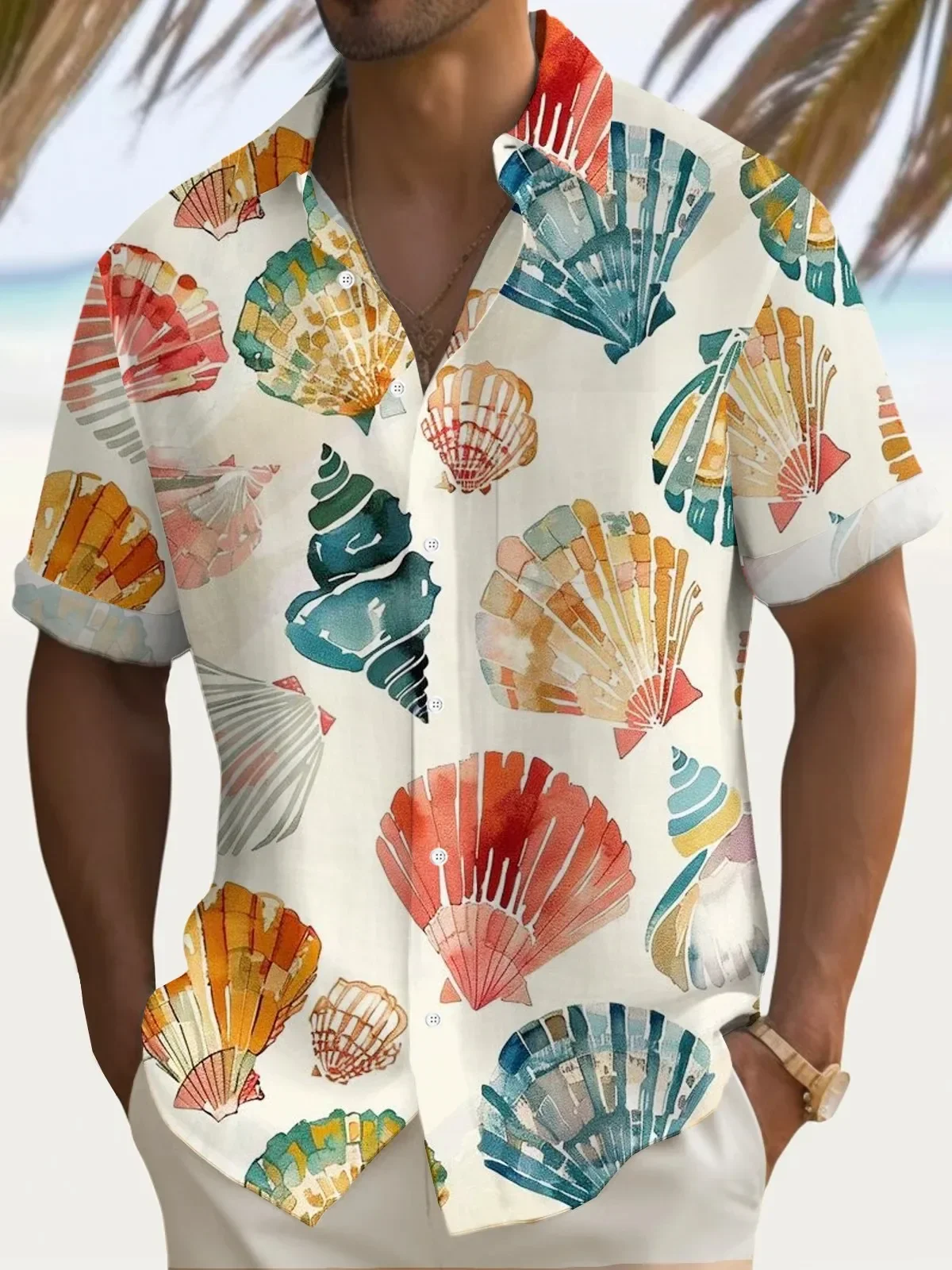 

Men's Summer Shirts, 3D Floral Prints, Casual Hawaiian Shirts, Buttons, Short Sleeves, Beachwear, Vtion Wear, No Pockets
