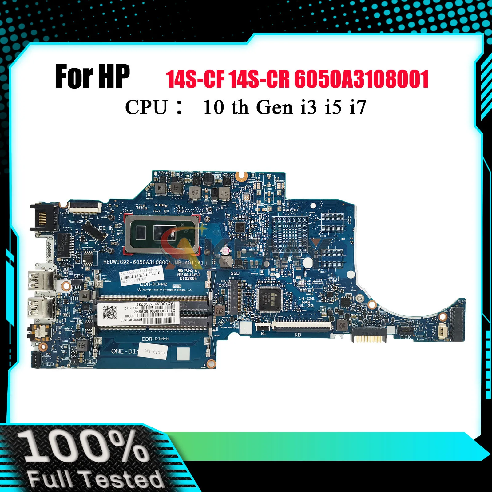 

6050A3108001 для ноутбука HP 14-CK 14-CF 240 G7, материнская плата с i5 i7 10-й процессором DDR4 L68262-001 L68261-601, 100% полностью протестировано