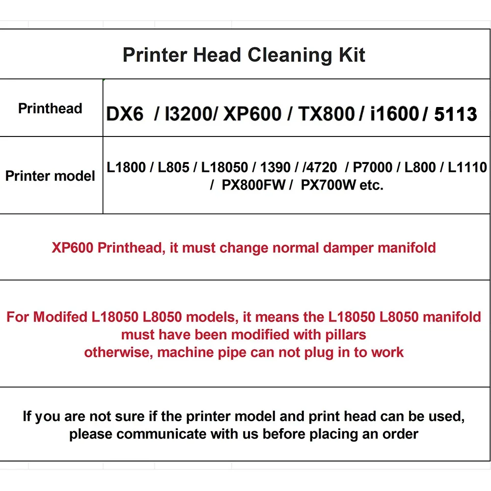 Imagem -02 - Máquina de Limpeza Líquida da Cabeça da Impressora Kit de Limpeza para Epson L805 L1800 L800 L18050 L1110 Dx6 Xp600 Tx800 I3200